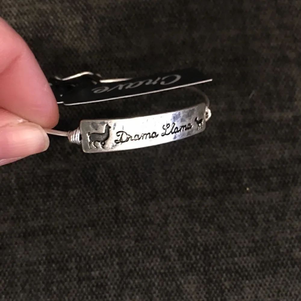 Drama llama silver bangle bracelet funny
